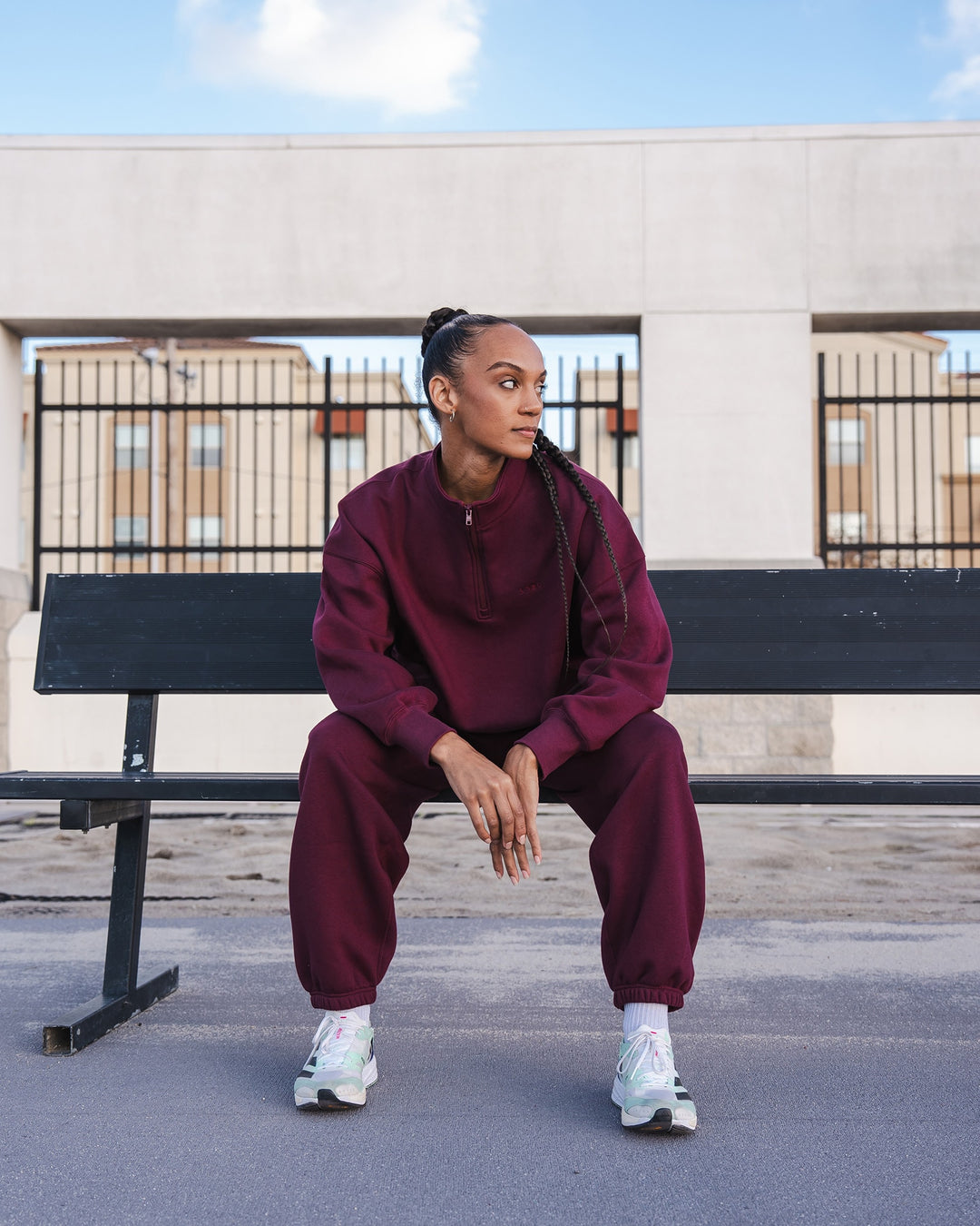 MVP 1/2 Zip Oversized Sweater - Cherry Lacquer