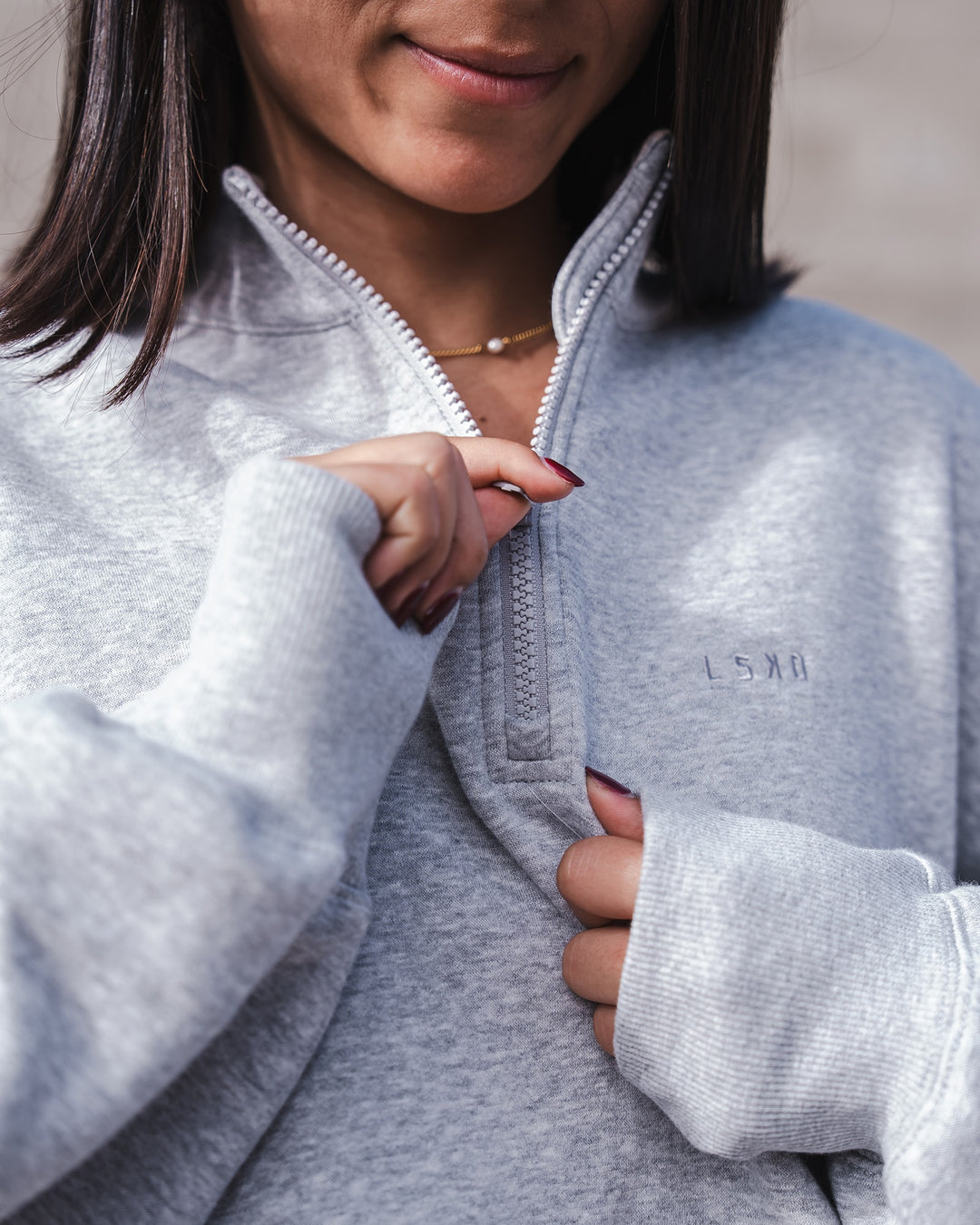 MVP 1/2 Zip Oversized Sweater - Light Grey Marl