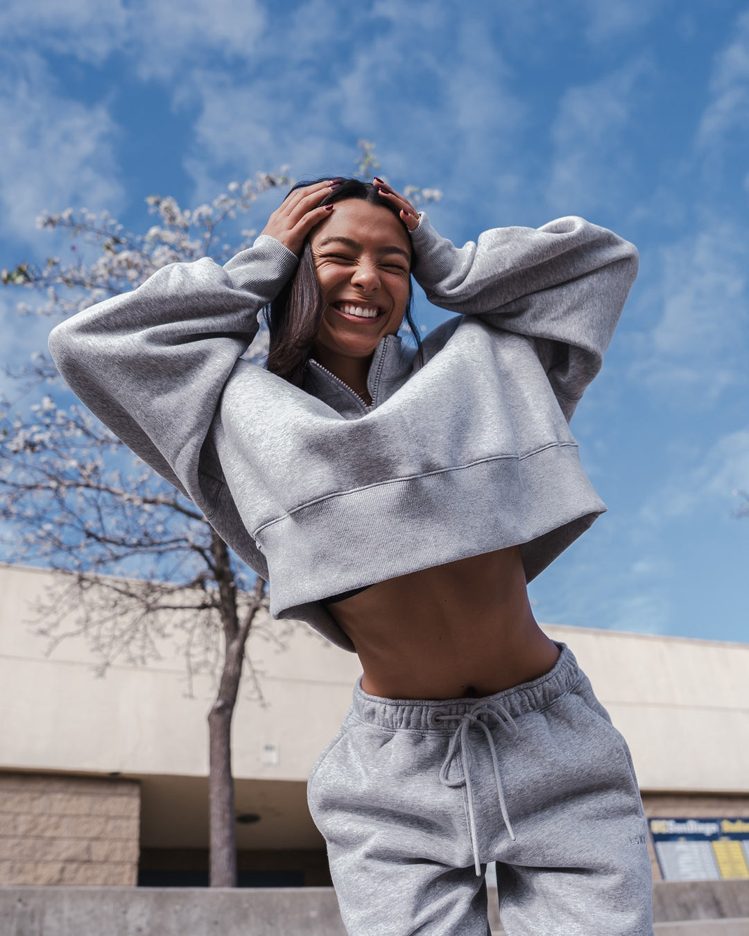 MVP 1/2 Zip Oversized Sweater - Light Grey Marl