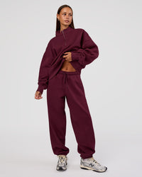 Woman wearing MVP Oversized Slouchy Fit Track Pant - Cherry Lacquer | Model:Brylee | Size:S