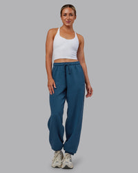 Woman wearing MVP Oversized Slouchy Fit Track Pant - Indigo | Model:Paris | Size:S