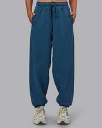Woman wearing MVP Oversized Slouchy Fit Track Pant - Indigo | Model:Paris | Size:S