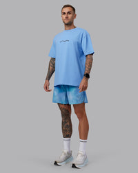 Man wearing Pace 5" Lined Performance Short - Storm Cloud| Model:Tommy | Size:S