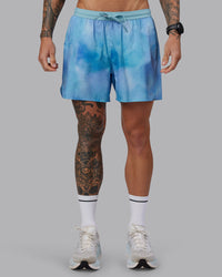 Man wearing Pace 5" Lined Performance Short - Storm Cloud| Model:Tommy | Size:S