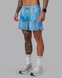 Man wearing Pace 5" Lined Performance Short - Storm Cloud| Model:Tommy | Size:S
