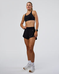 Woman wearing Pacer 3" Run Short - Black | Model:Emelia | Size:S | Thumbnail Index: 5