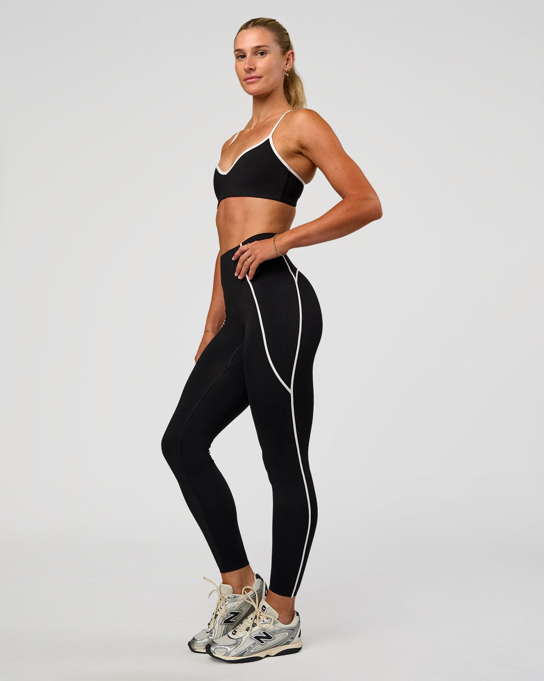 Woman wearing Power Ultra High-Rise Full Length Legging - Black | Model:Emelia | Size:S