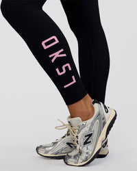 Woman wearing Rep Ultra High-Rise Full Length Legging Pockets - Black-Marshmallow | Model:Amity | Size:S