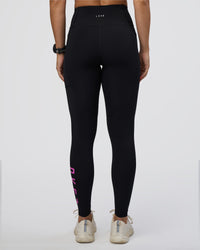 Woman wearing Rep Ultra High-Rise Full Length Legging Pockets - Black-Ultra Fuchsia | Model:Abbey | Size:S