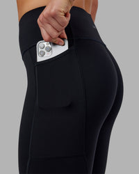 Woman wearing Rep Ultra High-Rise Full Length Legging Pockets - Black-Scarlet | Model:Keisha | Size:S