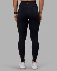 Woman wearing Rep Ultra High-Rise Full Length Legging Pockets - Black-Scarlet | Model:Keisha | Size:S
