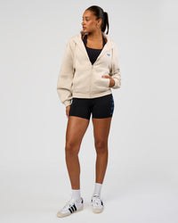 Woman wearing Run Fast Lift Heavy Hoodie - Clay-Palace Blue | Model:Rosie | Size:S