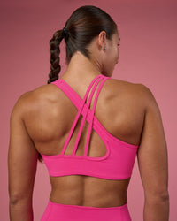 Woman wearing Stamina Rise Sports Bra - Ultra Pink | Model:Hannah | Size:S