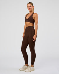 Woman wearing Stamina Sports Bra - Hot Chocolate | Model:Amity | Size:S