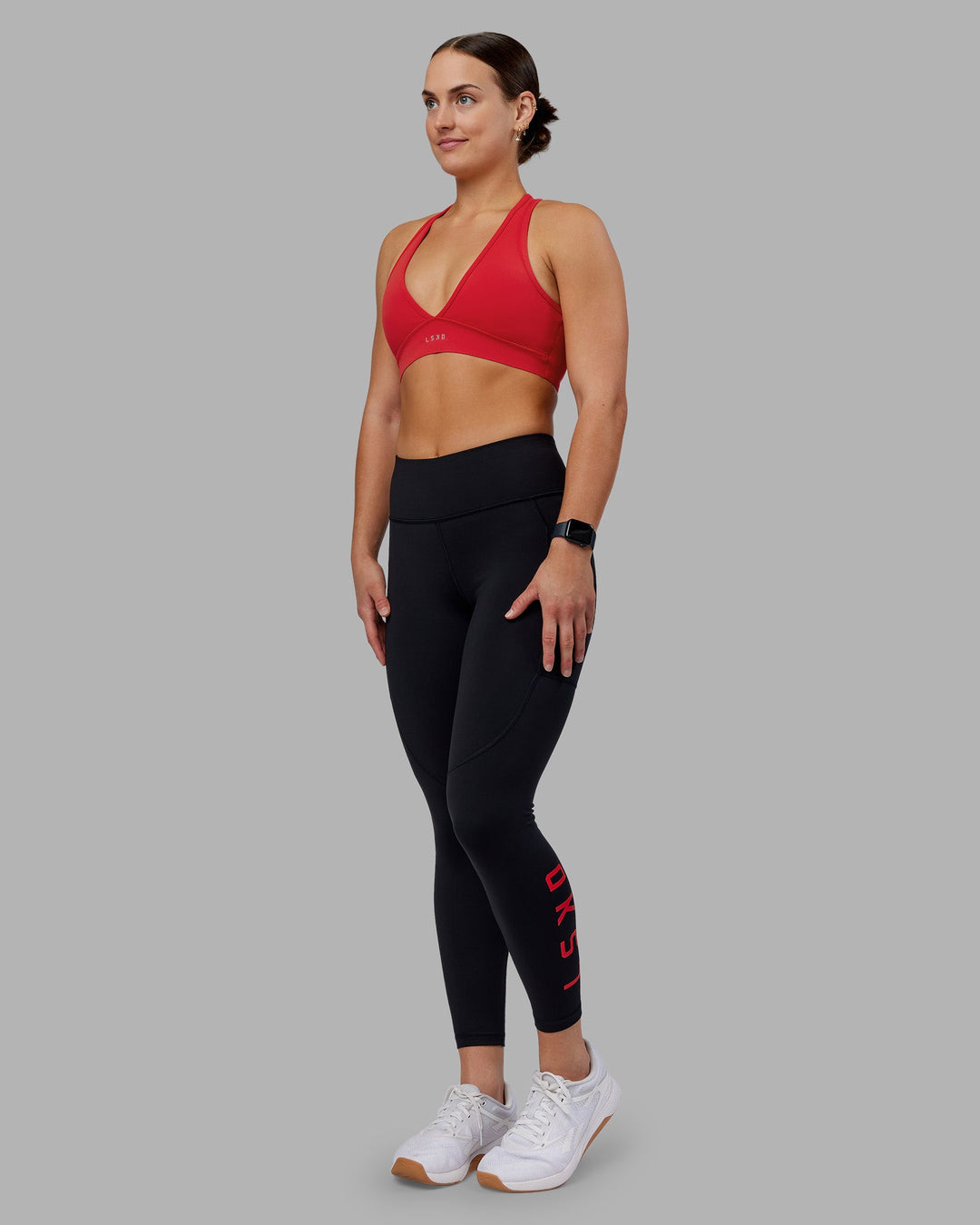 Woman wearing Stamina Sports Bra - Scarlet | Model:Keisha | Size:S - view 5