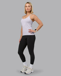 Woman wearing Transition CloudFLX Shelf Bra Tank - Soft Grey | Model:Halle | Size:S