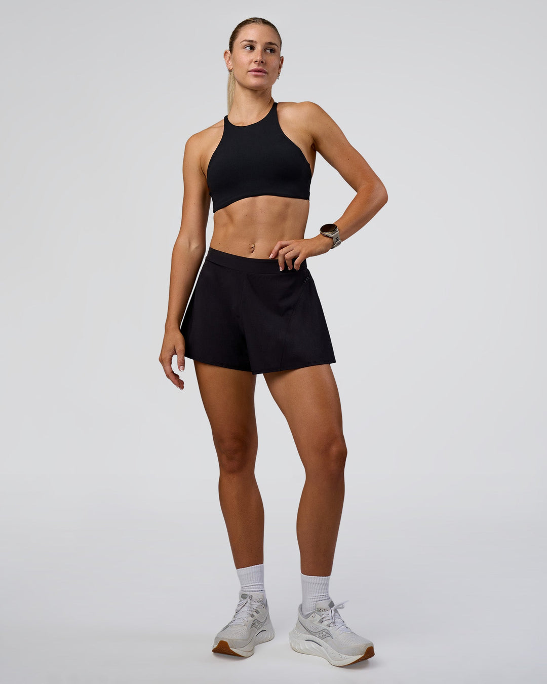 Woman wearing Unstoppable Lined Short - Black | Model:Emelia | Size:S