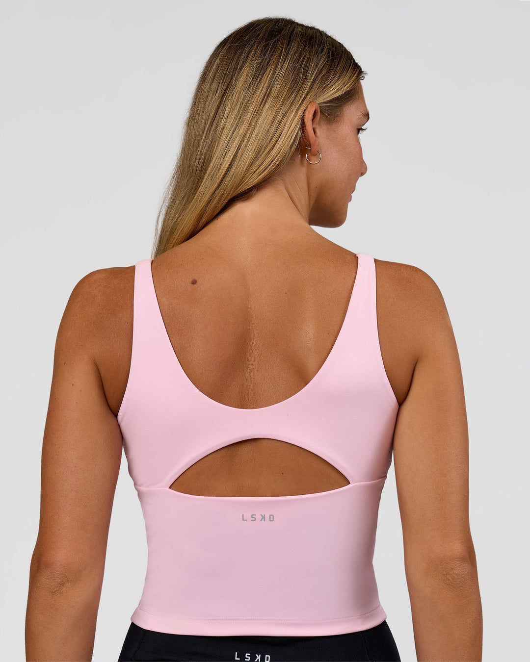 Woman wearing Vitality Active Tank - Marshmallow | Model:Amity | Size:S