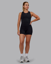 Woman wearing Base Tank - Black | Size:S | Model:Hannah