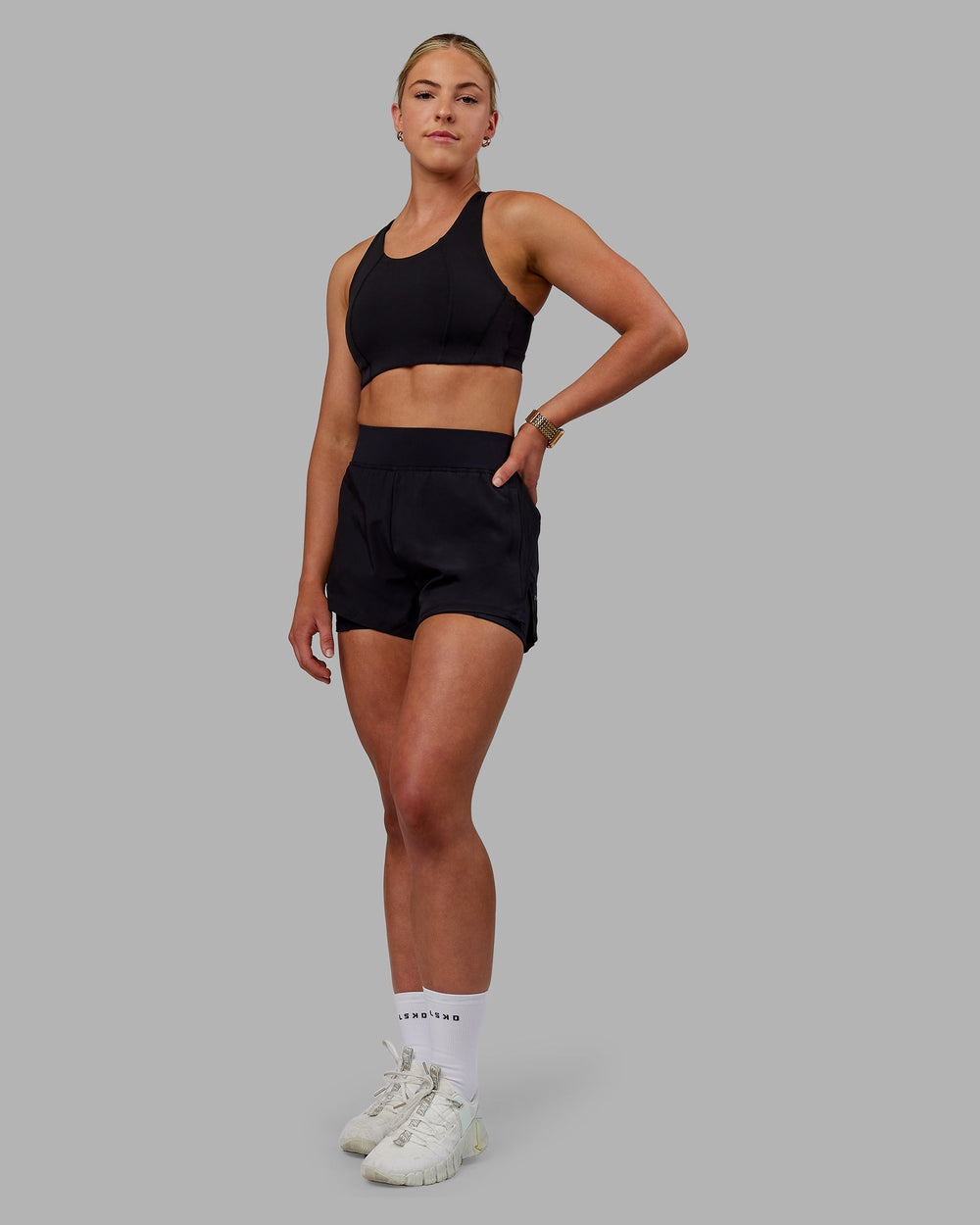 Woman wearing Challenger 3" Lined Performance Shorts - Black