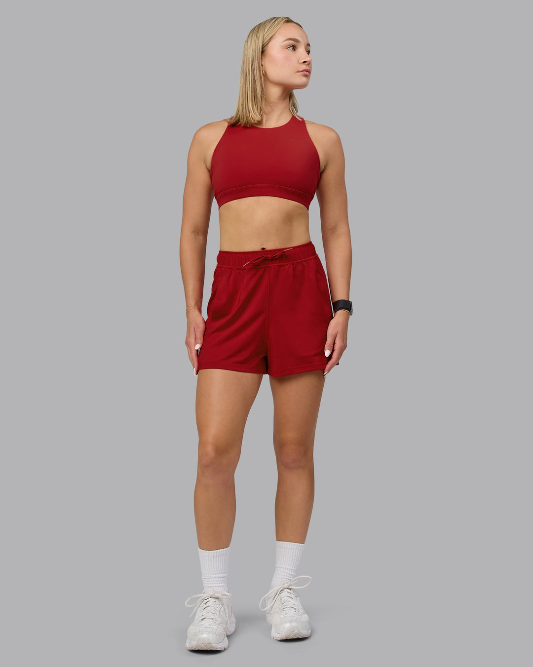 Woman wearing Restore CloudFLX Shorts - Cherry Red