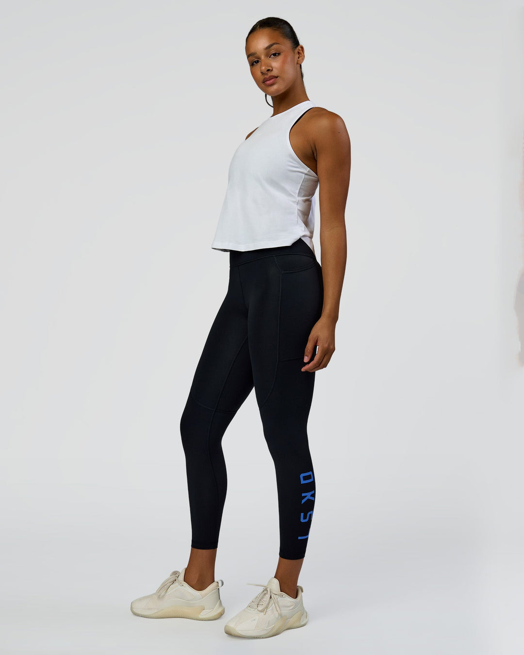 Woman wearing Wrap It Up FLXCotton Tank - White | Model:Rosie | Size:S