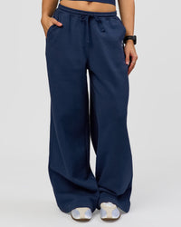 Woman wearing Zola Wide Leg Lounge Pant - Future Navy | Model:Grace | Size:S
