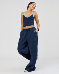 Woman wearing Zola Wide Leg Lounge Pant - Future Navy | Model:Grace | Size:S