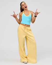 Woman wearing Zola Wide Leg Lounge Pant - Lemon | Model:Grace | Size:S