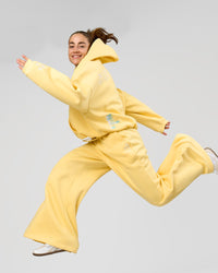 Woman wearing Zola Wide Leg Lounge Pant - Lemon | Model:Grace | Size:S