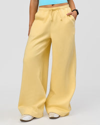 Woman wearing Zola Wide Leg Lounge Pant - Lemon | Model:Grace | Size:S