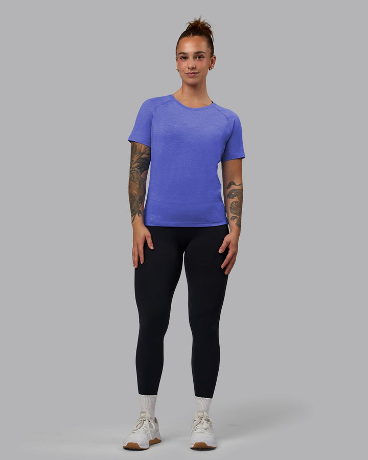 Women Wearing Perform VapourFLX Tee - Baja Blue Marl
