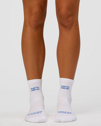 Set The Standard Quarter Socks - White-Electric Indigo