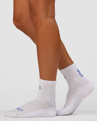 Set The Standard Quarter Socks - White-Electric Indigo | Thumbnail Index: 0