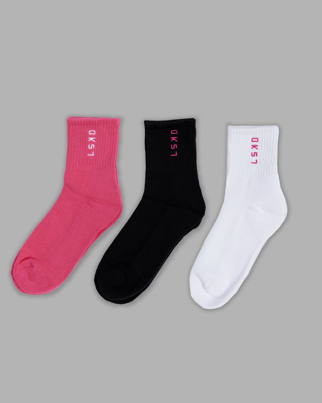 Signal 3 Pack Quarter Socks - White-Black-Berry Pink