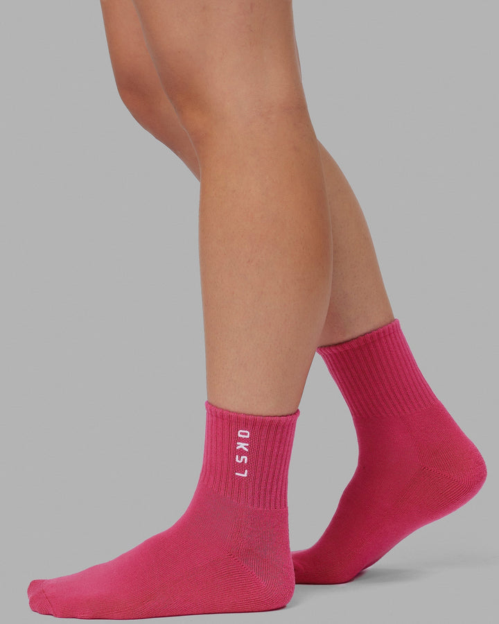 Signal 3 Pack Quarter Socks - White-Black-Berry Pink
