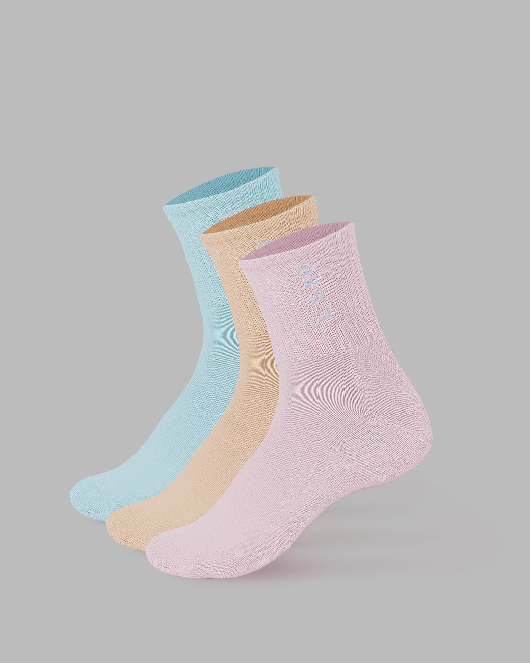 Signal 3 Pack Quarter Socks - Pastel-Blue-Pink-Orange