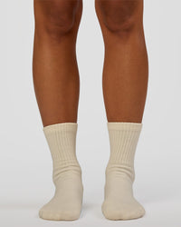 Signal Pilates Crew Grip Socks 2.0 - Off White-Baltic Sea