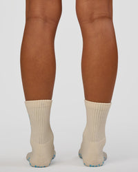Signal Pilates Crew Grip Socks 2.0 - Off White-Baltic Sea