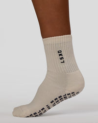 Signal Pilates Crew Grip Socks 2.0 - Off White-Future Navy | Thumbnail Index: 2
