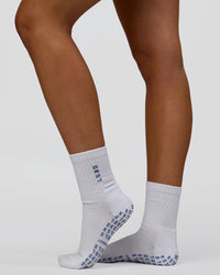 Signal Pilates Crew Grip Socks 2.0 - Off White-Palace Blue