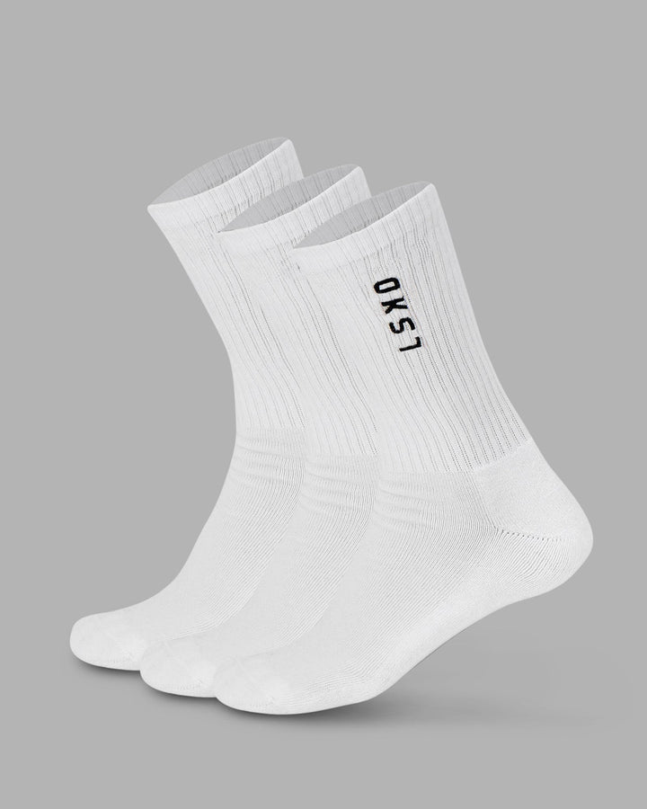 Signal 3 Pack Crew Sock - White-Black