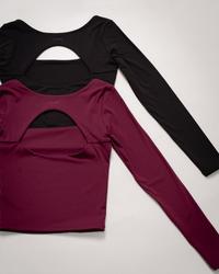 Flatlay Show It Off Long Sleeve Top - Black & Cherry Lacquer