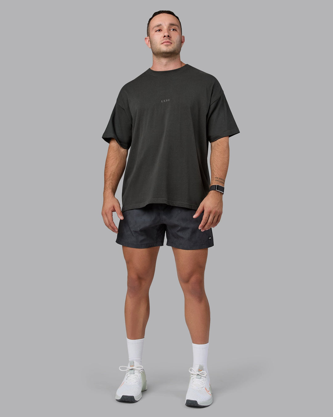 Man wearing Rep 5&quot; Performance Shorts - Digital Camo Pirate Black