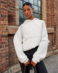 Woman wearing AfterDark ZeroCrease Oversized Hoodie - Silver Marl | Model:Nejilka |Size:XS | Thumbnail Index: 9