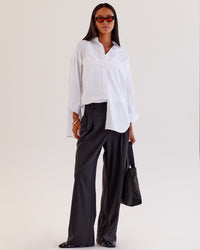 Woman wearing Go-To Oversized Shirt - White | Model:Tali | Size:XS | Thumbnail Index: 3