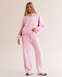 Woman wearing Go-To Script Oversized Hoodie - Marshmallow | Model:Taneisha | Size:XS