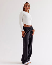 Woman wearing Go-To Wide Leg Track Pant - Black | Model:Jaimee | Size:XS | Thumbnail Index: 3