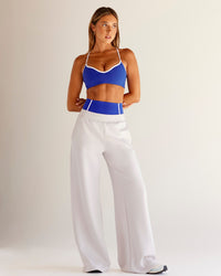 Woman wearing Power Sweetheart Sports Bra - Electric Indigo | Model:Charli | Size:XS