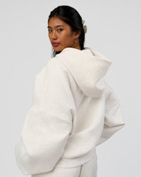 Woman wearing AfterDark ZeroCrease Oversized Hoodie - Silver Marl | Model:Loren |Size:XS | Thumbnail Index: 2